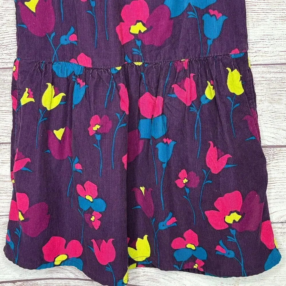 Tea Collection Floral Corduroy Girls Cute Purple Fall Cotton Twirl Dress Size 6